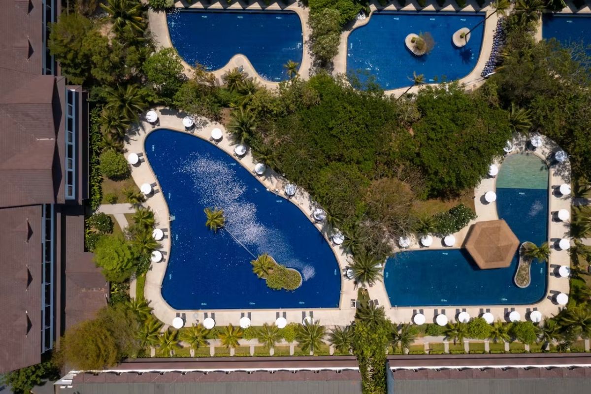 Aerial view of swimming pools at Sunprime Kamala Beach Resort