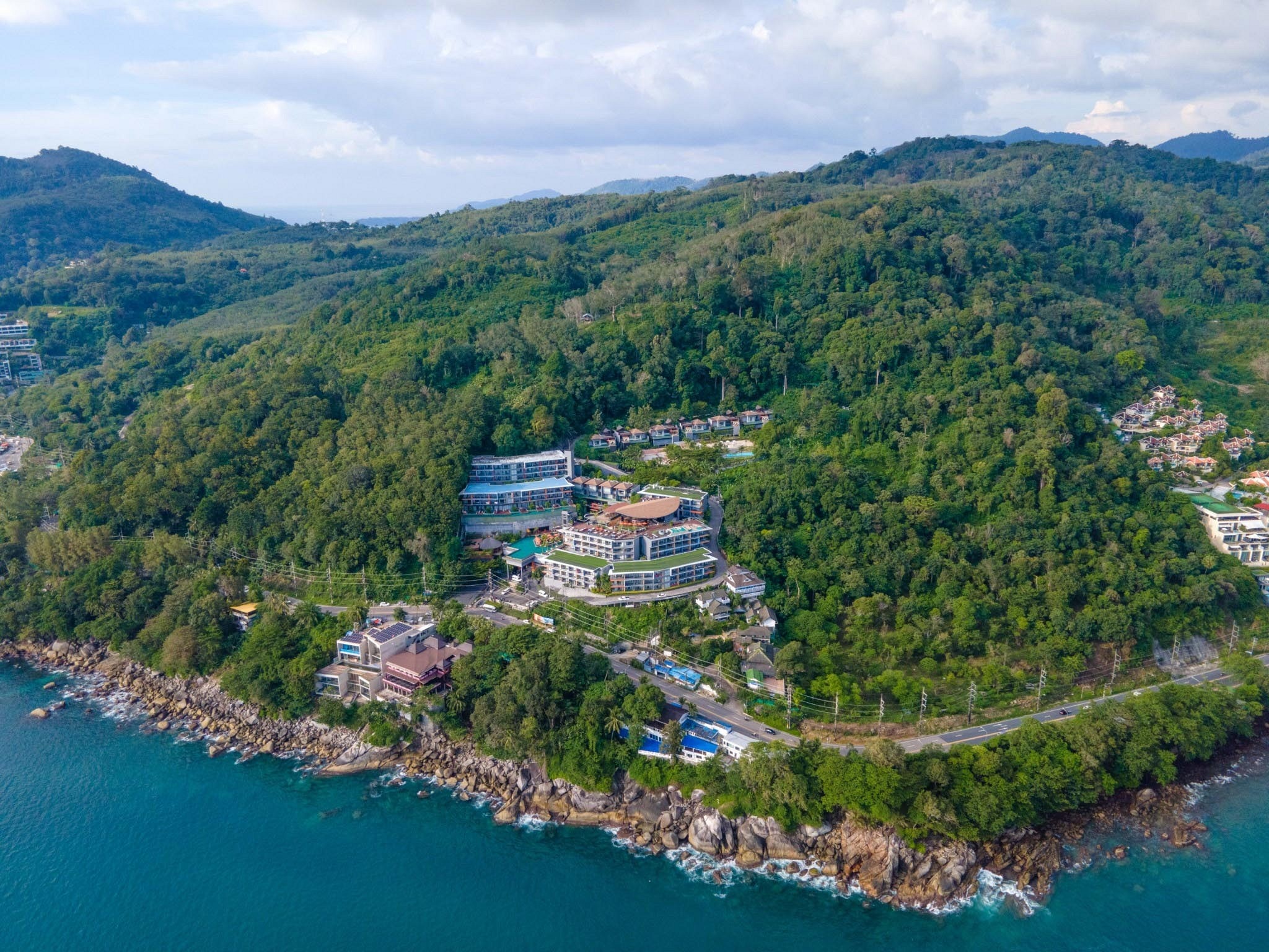Aerial view of Kalima Resort & Spa Phuket on the tropical hillside
