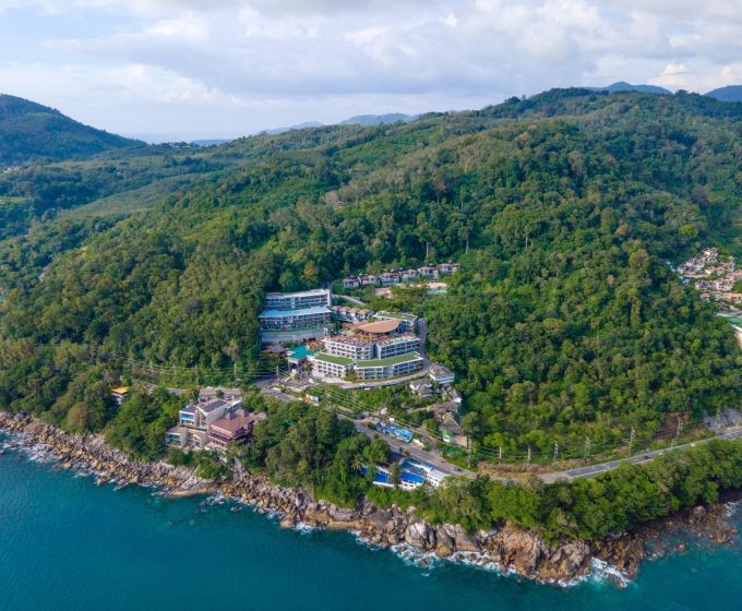 Aerial view of Kalima Resort & Spa Phuket on the tropical hillside