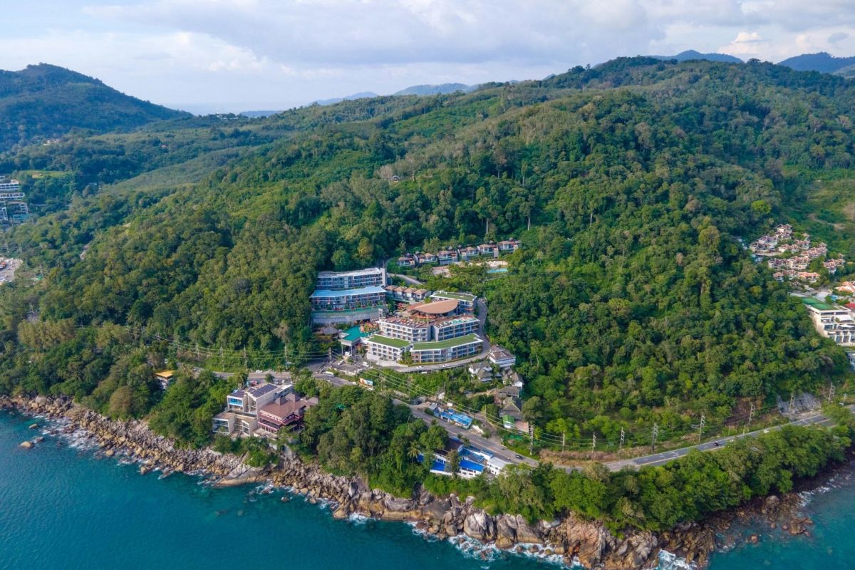 Aerial view of Kalima Resort & Spa Phuket on the tropical hillside