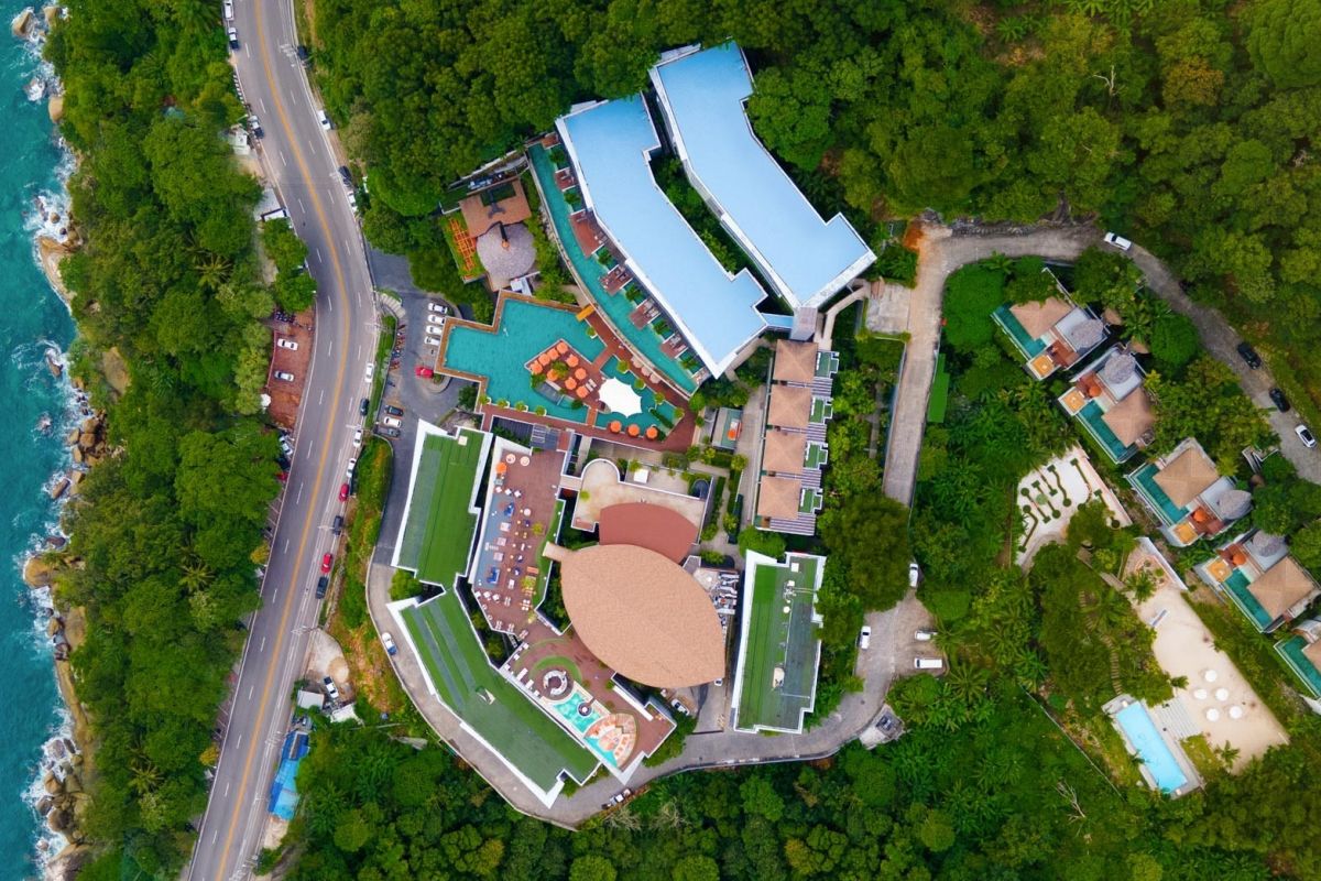 Aerial view of Kalima Resort & Spa Phuket and its hillside facilities