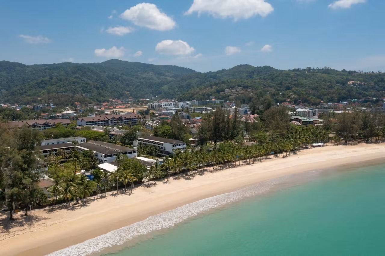Aerial view of Kamala Beach Phuket near Sunprime Kamala Beach Resort