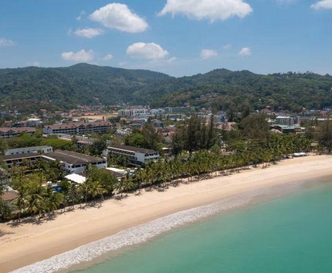 Aerial view of Kamala Beach Phuket near Sunprime Kamala Beach Resort