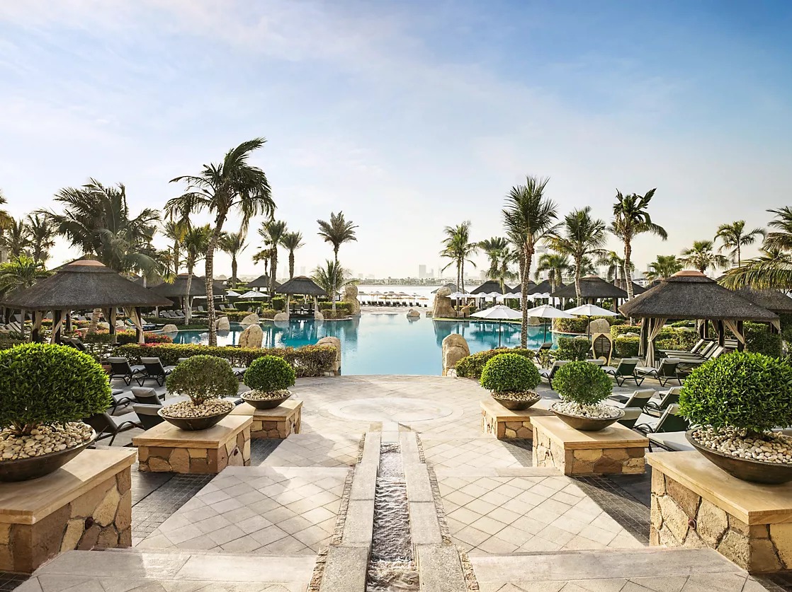 Luxury pool and landscaped grounds at Sofitel Dubai The Palm