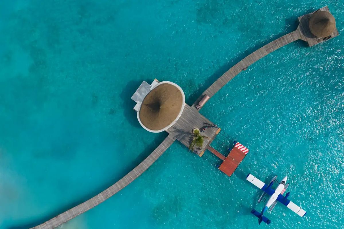 Seaplane Arrival at Meyyafushi Maldives