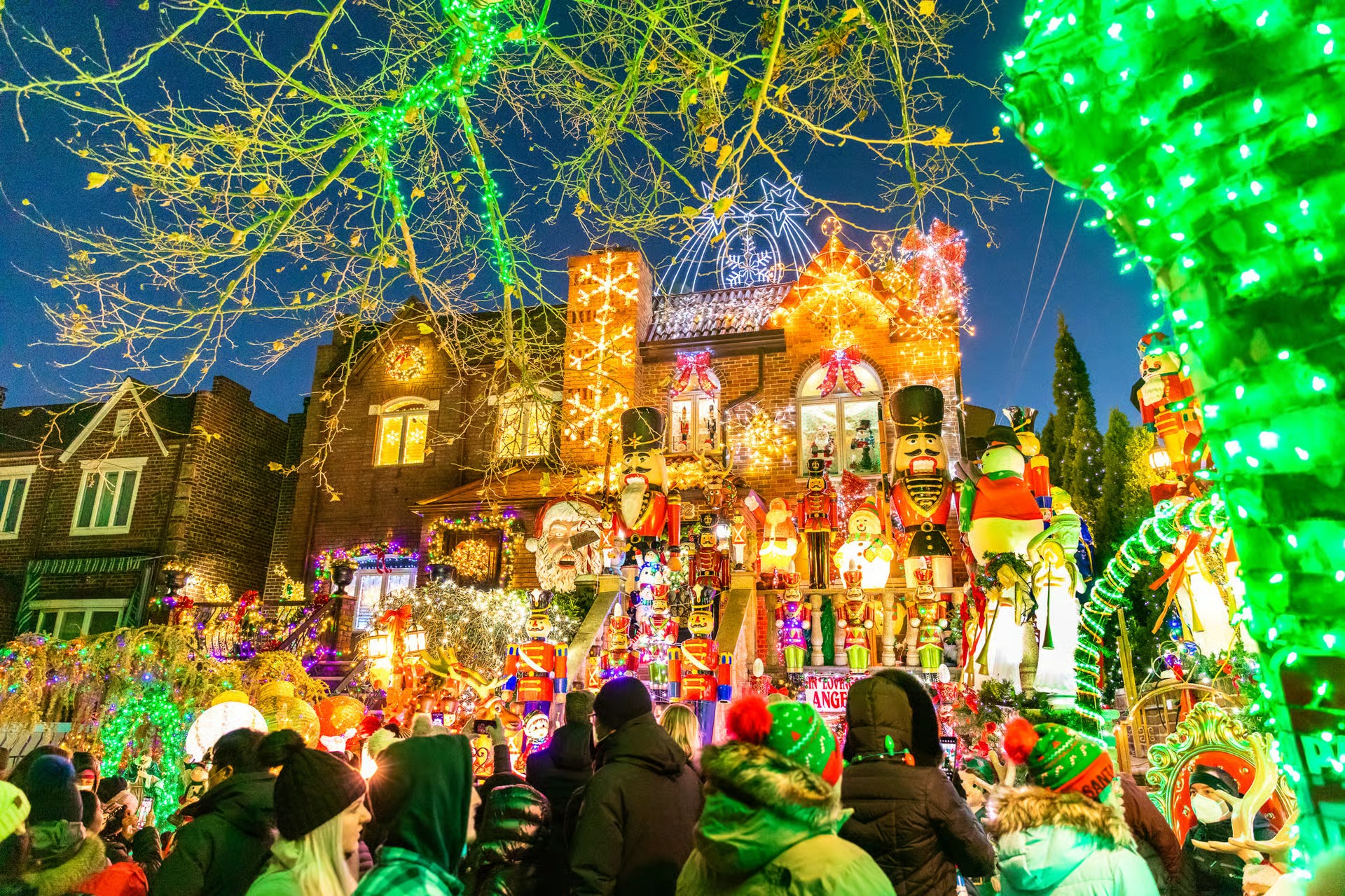 New York Christmas lights and festive holiday decorations