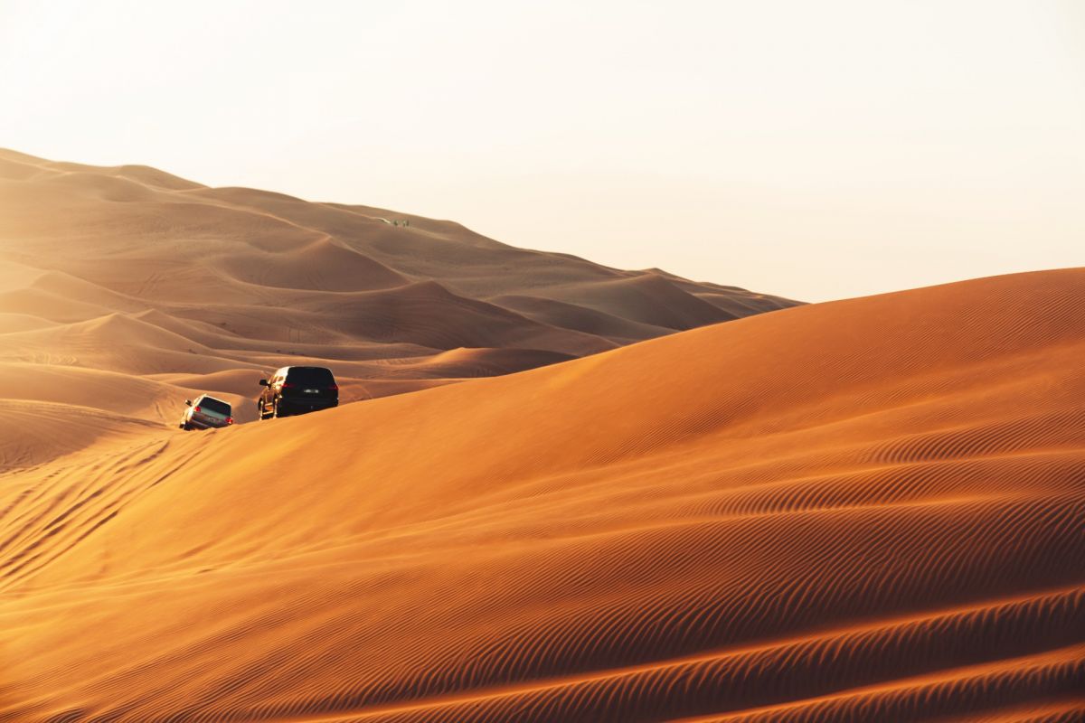 Dubai Desert Safari with dune bashing, camel ride and BBQ dinner experience