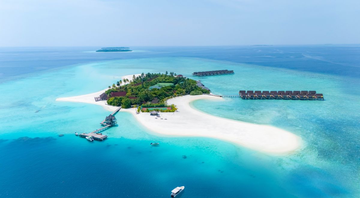 Dhigufaru Island Resort Maldives Aerial View in Baa Atoll