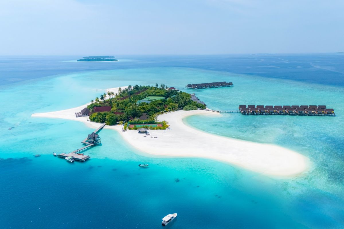 Aerial View of Dhigufaru Island Resort Maldives in Baa Atoll