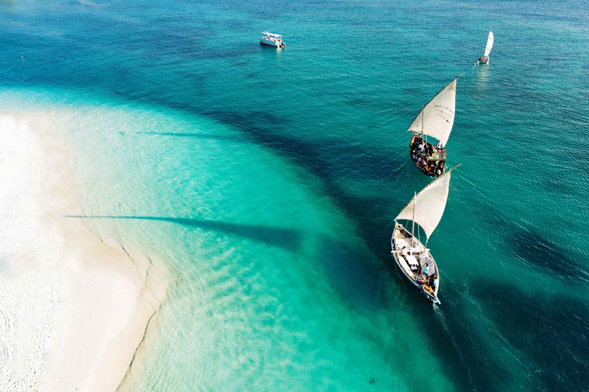 Aerial view of Kendwa Beach Zanzibar near Gold Zanzibar