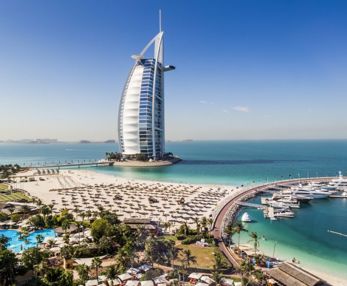 Dubai Skyline with Burj Khalifa on a luxury Dubai holiday from London