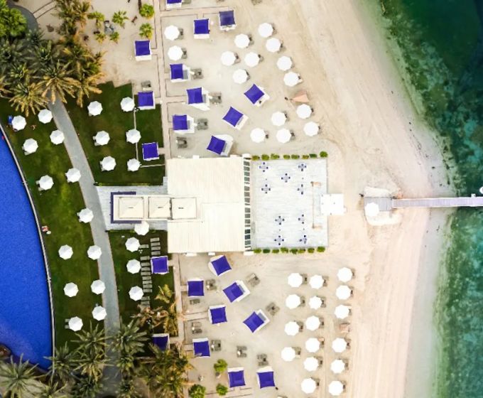 Rixos The Palm Dubai private beach and resort aerial view