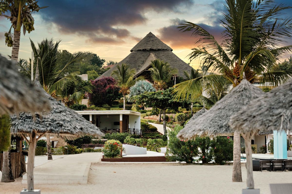 Tropical gardens and accommodation at Gold Zanzibar Beach House & Spa