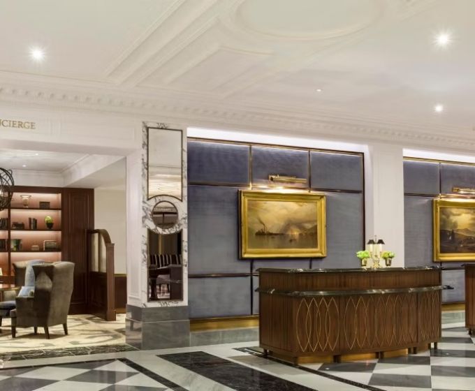 Elegant lobby at InterContinental New York Barclay in Manhattan