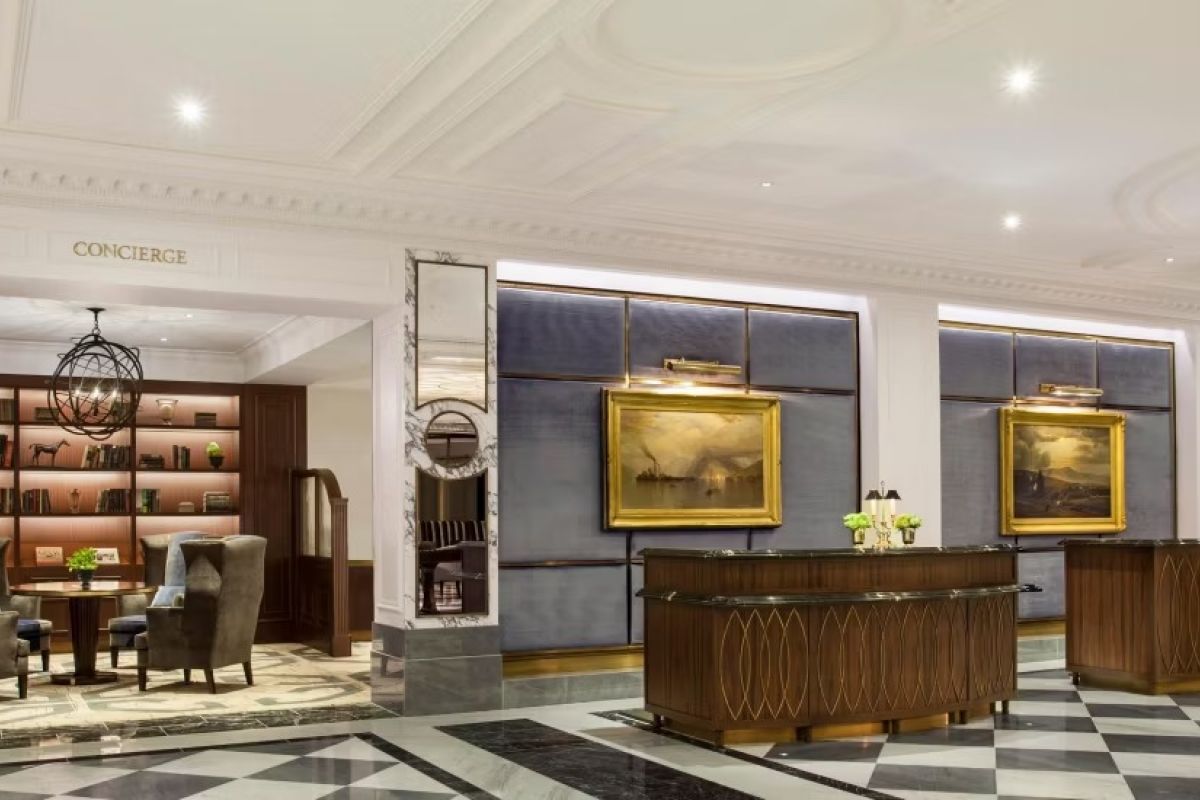 Elegant lobby at InterContinental New York Barclay in Manhattan