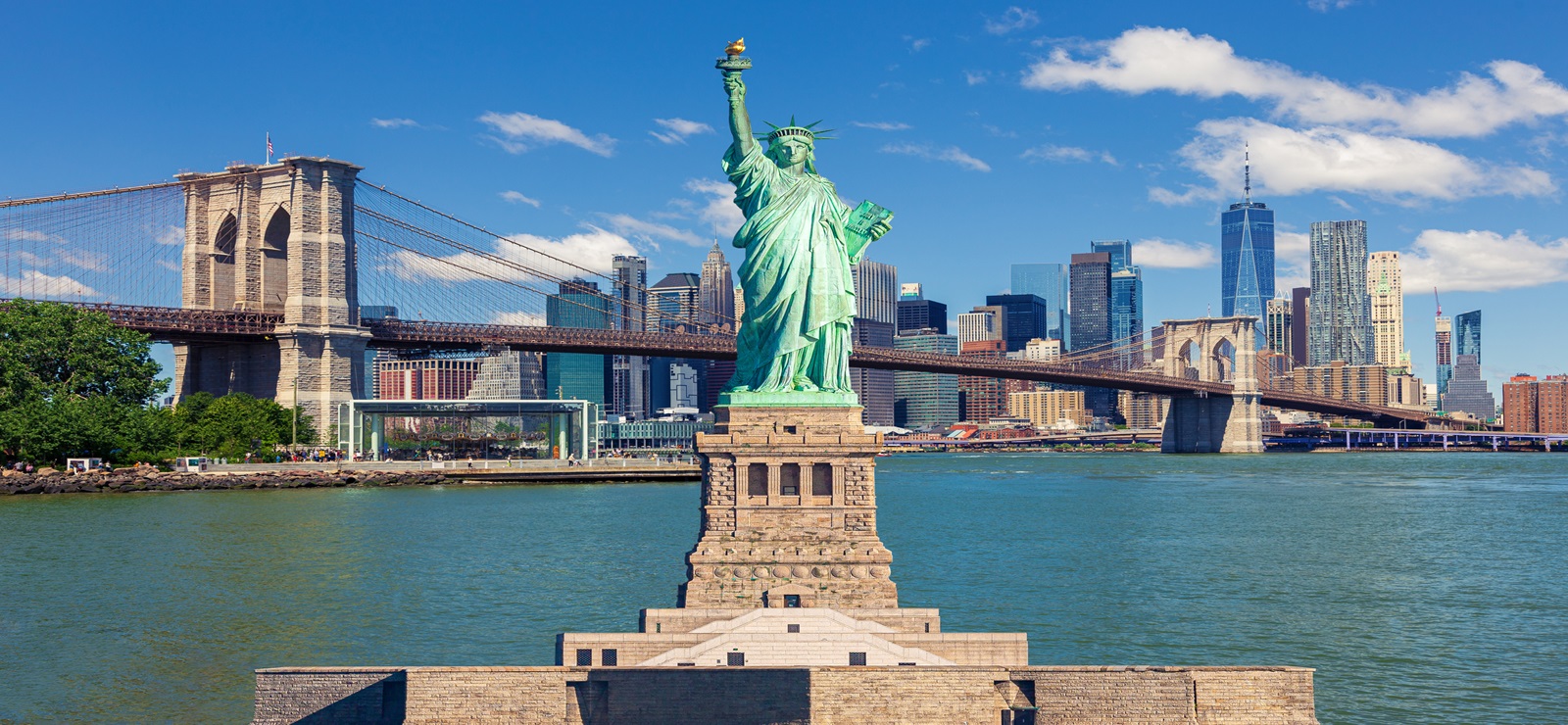 Statue of Liberty and New York Skyline