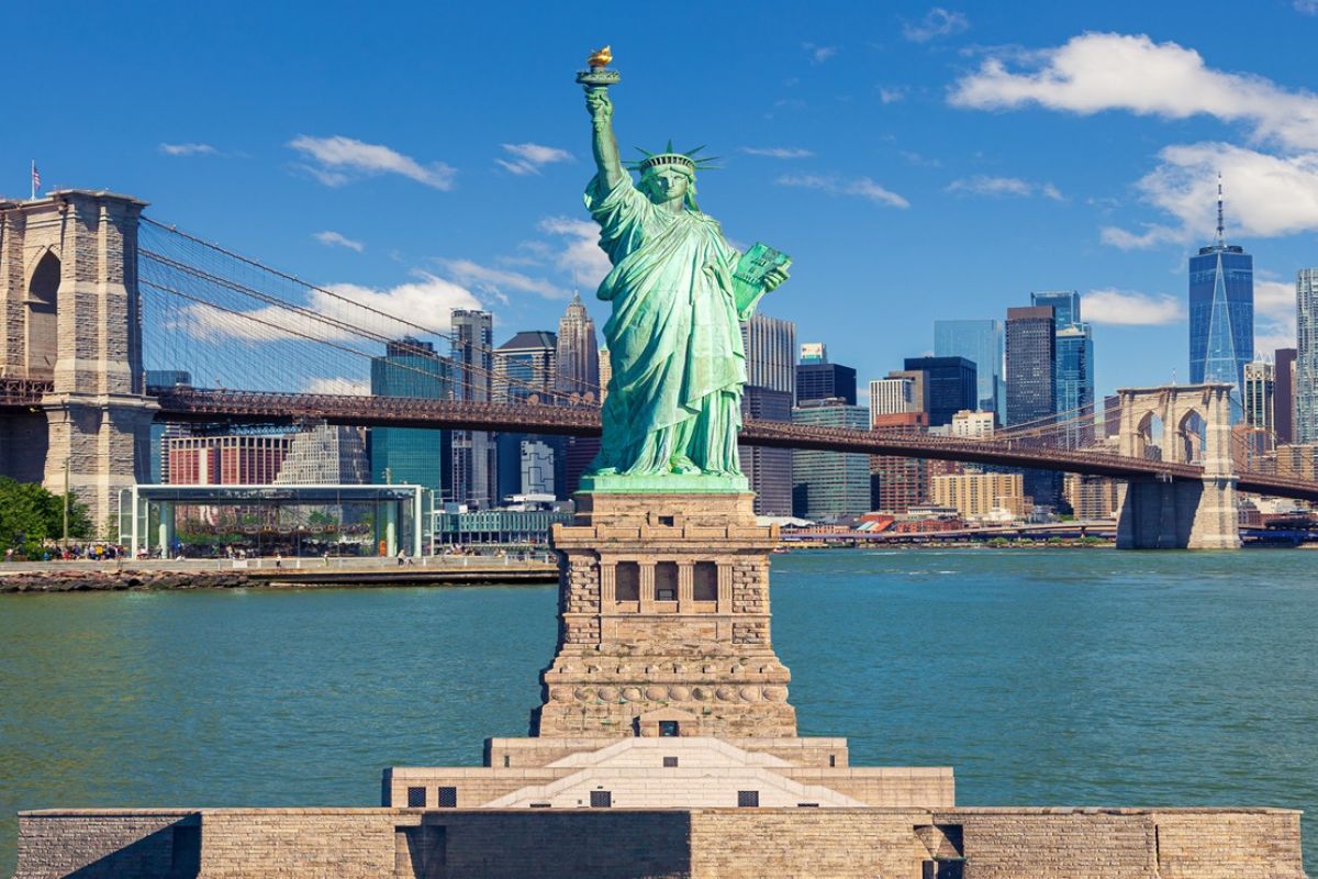Statue of Liberty and New York Skyline