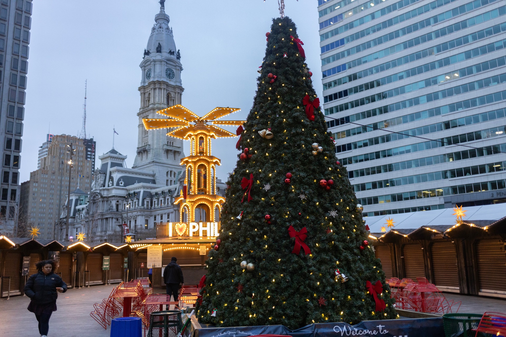 Philadelphia Christmas Village and Christmas Tree at City Hall