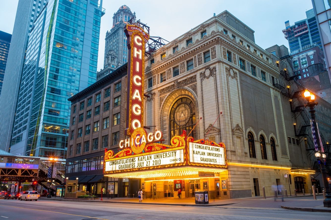 Historic Chicago Theatre in downtown Chicago