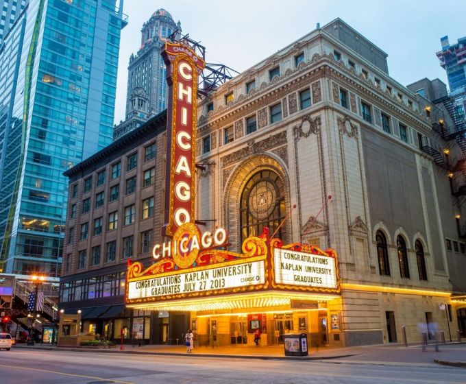 Historic Chicago Theatre in downtown Chicago