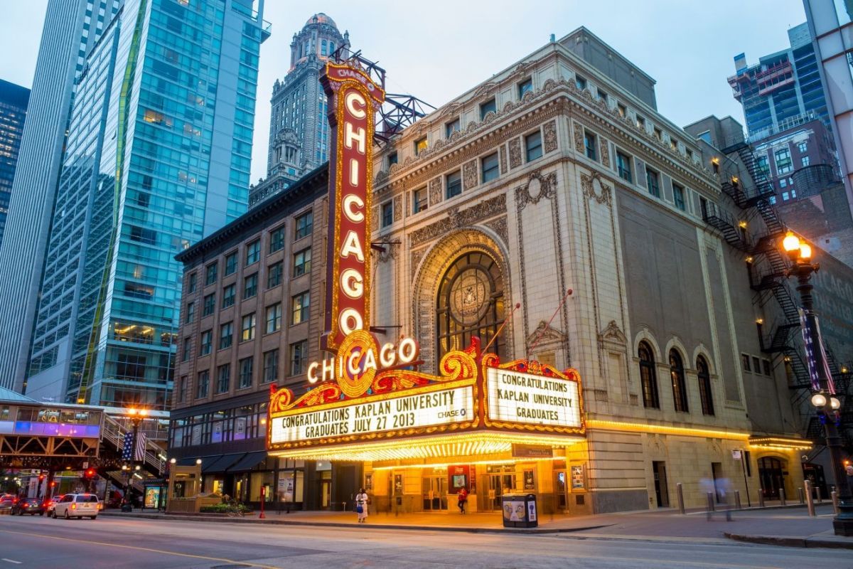 Historic Chicago Theatre in downtown Chicago