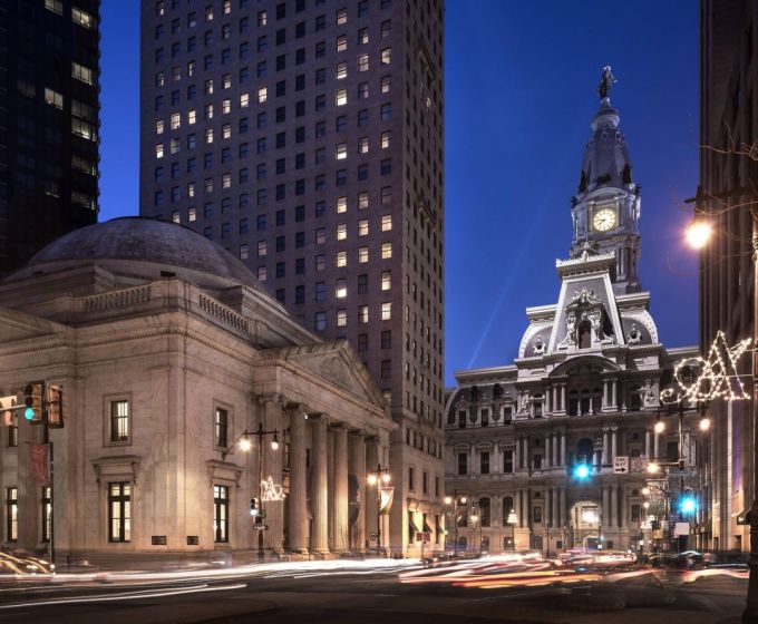 The Ritz-Carlton Philadelphia exterior at night