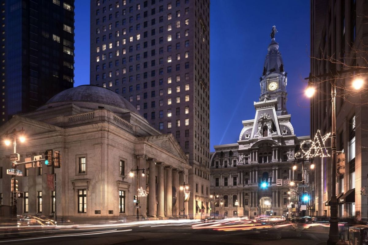 The Ritz-Carlton Philadelphia exterior at night