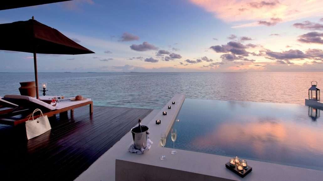 Lily Beach Resort and Spa Maldives Luxury Water Villa at Sunset
