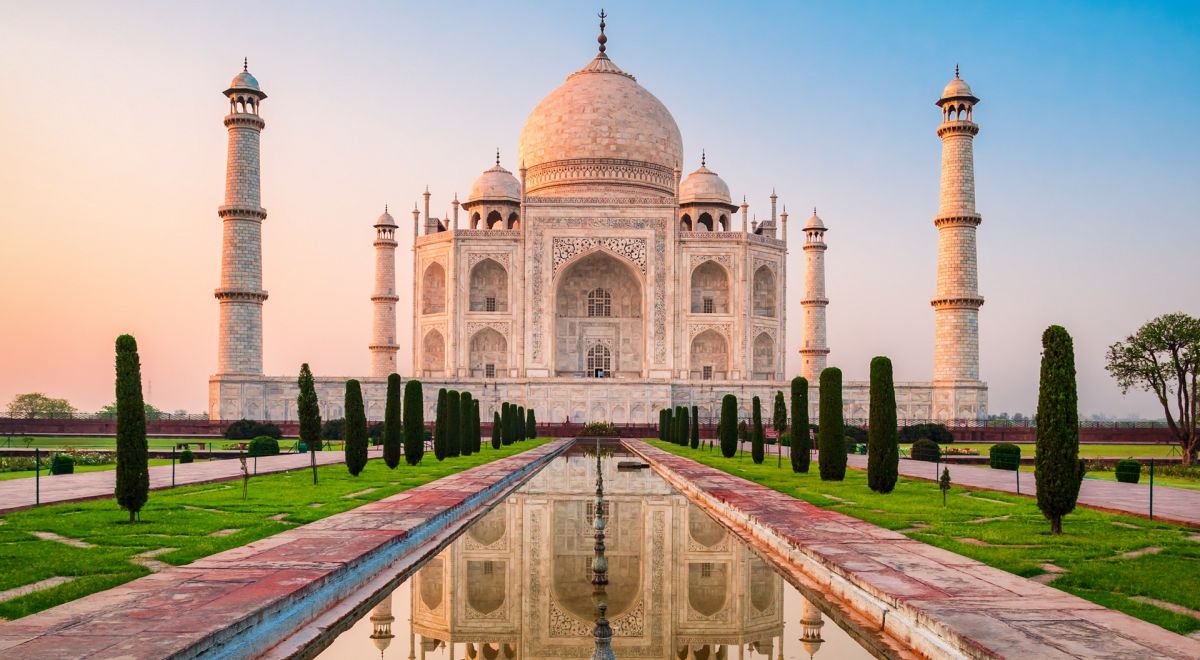 Taj Mahal Agra India at sunrise