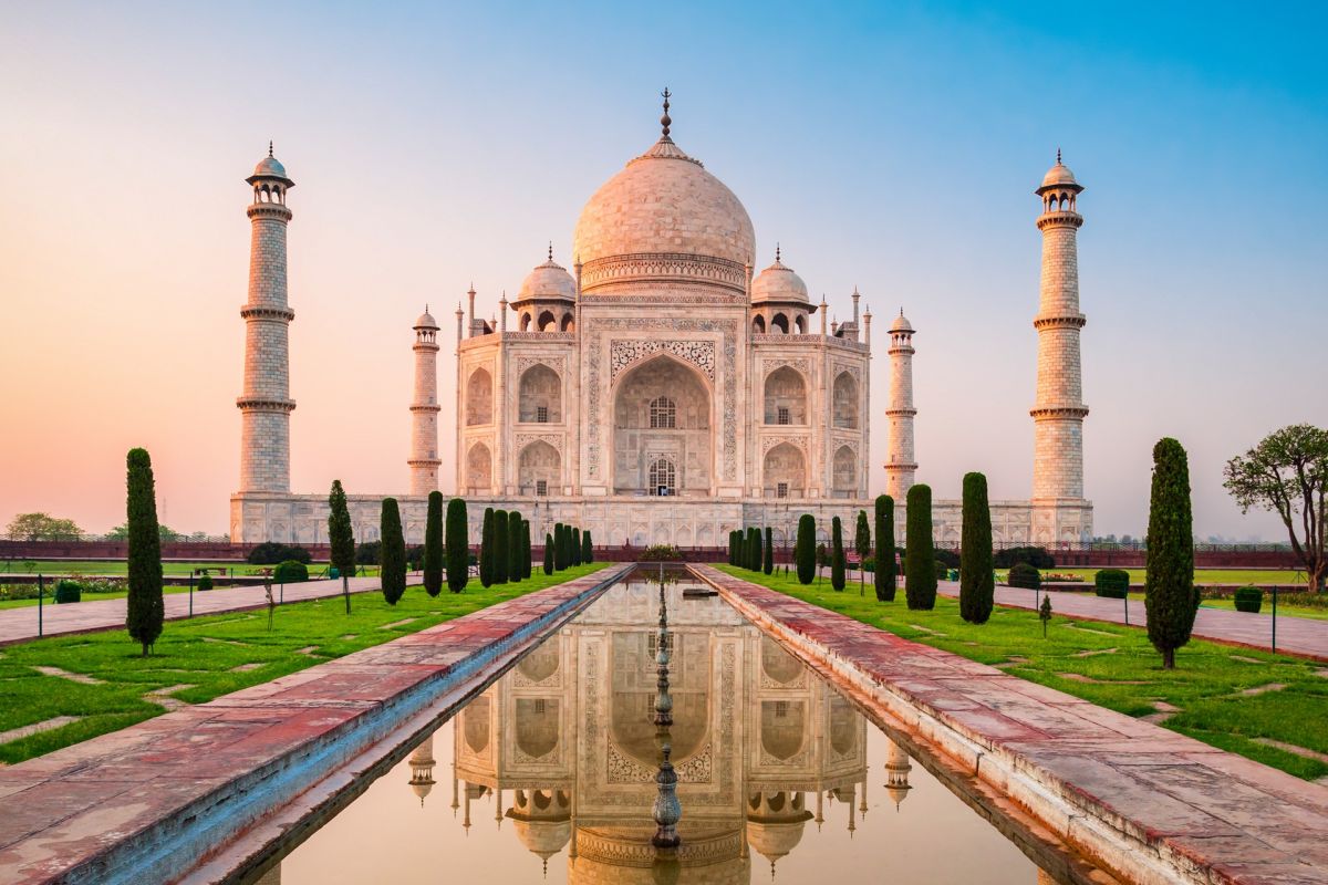 Taj Mahal Agra India at sunrise