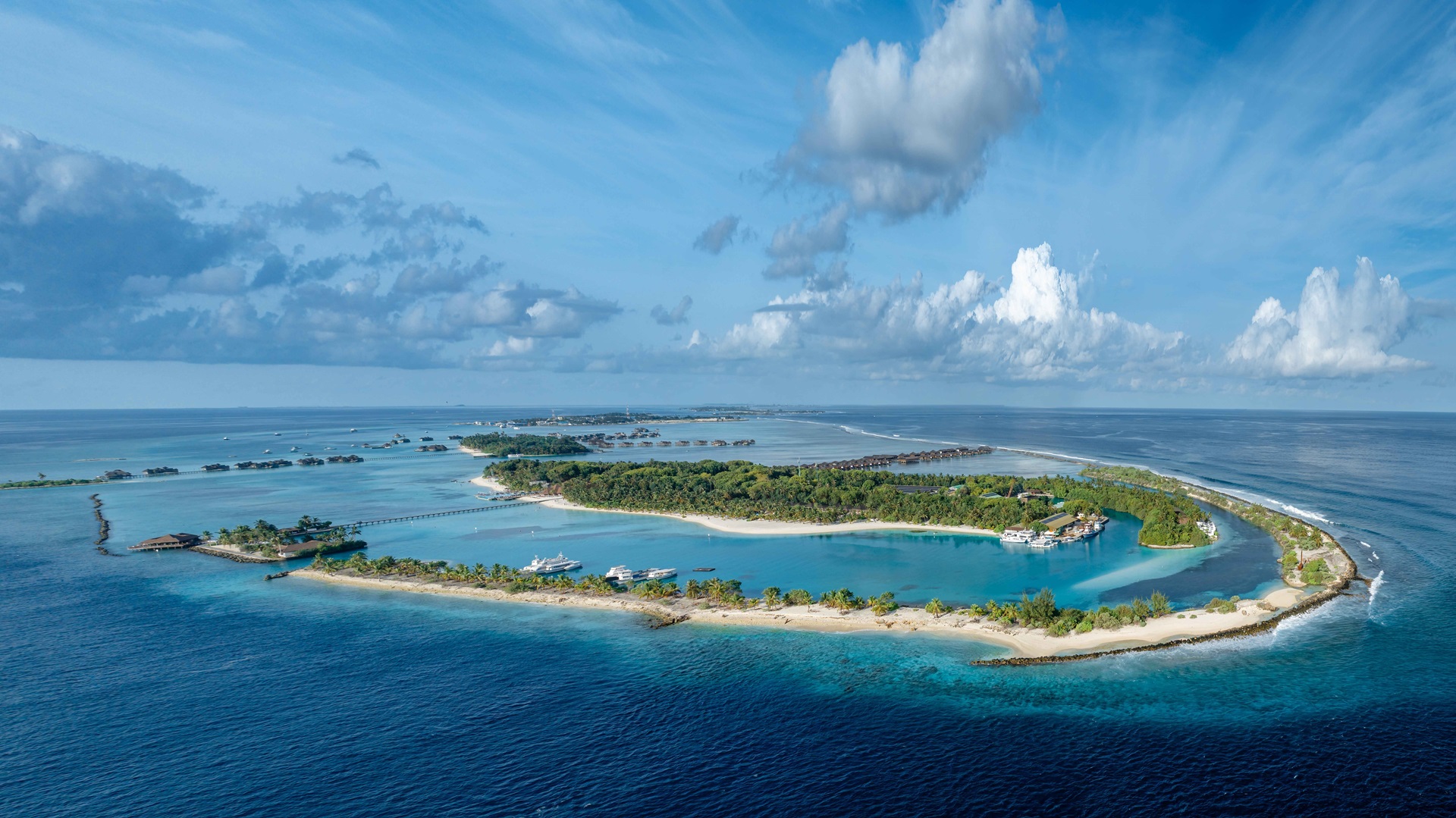 Villa Nautica Paradise Island Maldives aerial resort view