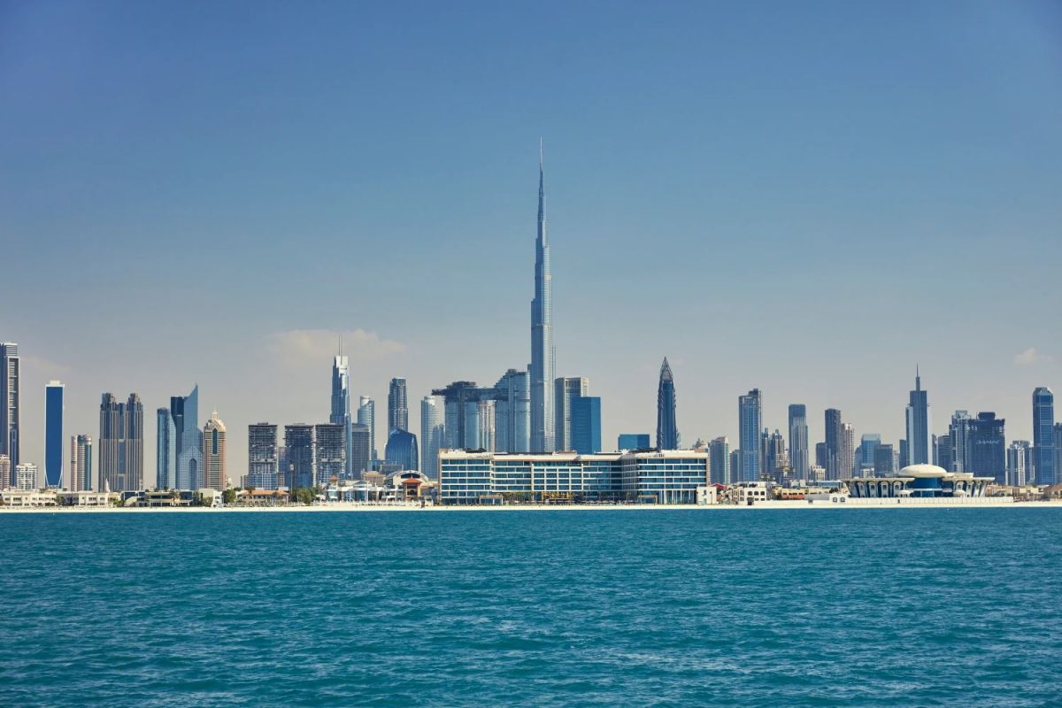 Dubai skyline and Burj Khalifa from the sea